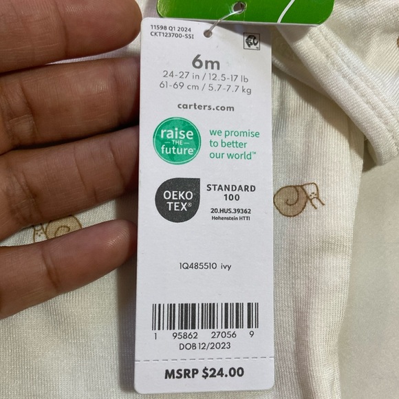 Carter's Baby Unisex Snail 🐌 Design Sleep and Play 2 Way Zipper - Picture 16 of 16